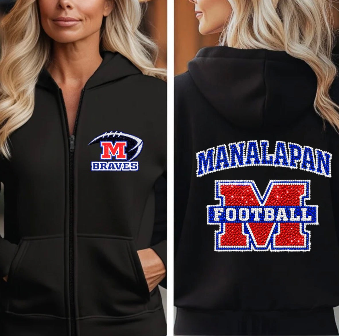 Braves bling full zip hoodie - 007