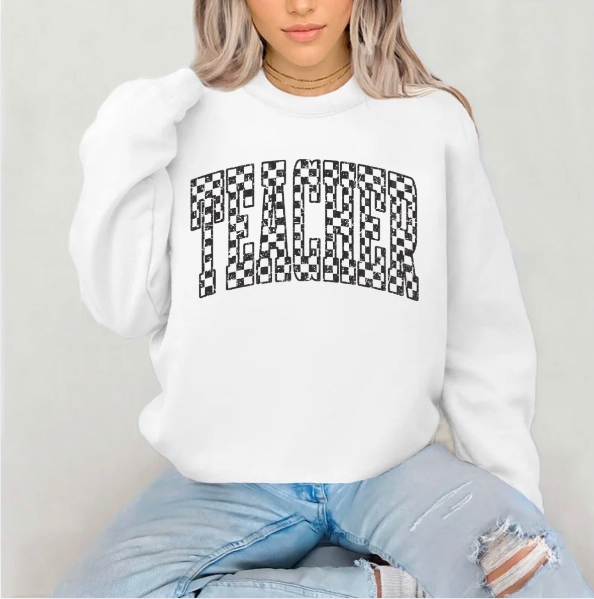 checkereded teacher shirt