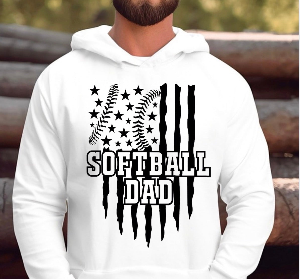 Softball dad, stars and stripes shirt