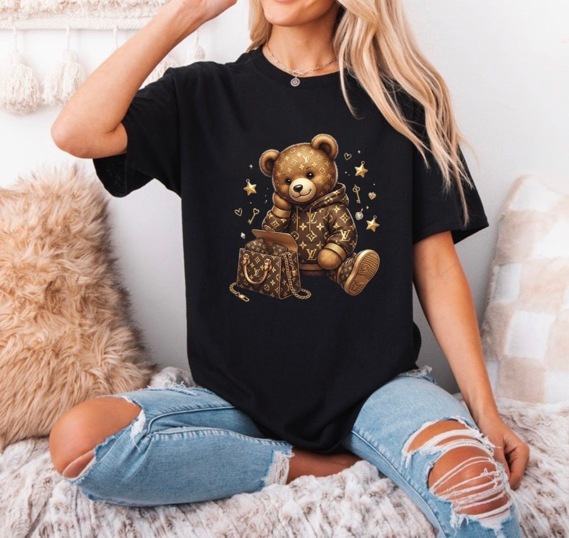 Designer inspired bear with purse shirt