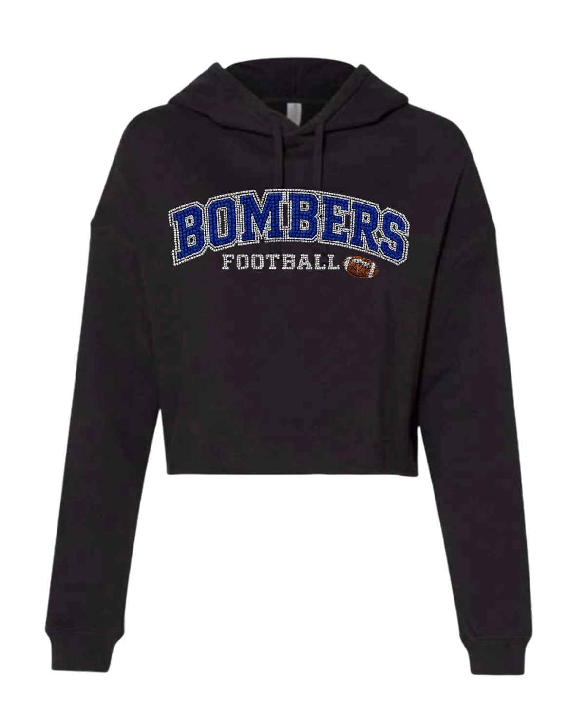 bombers football bling, cropped hoodie - 046