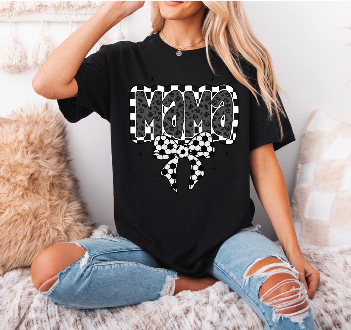 Soccer mama bow shirt