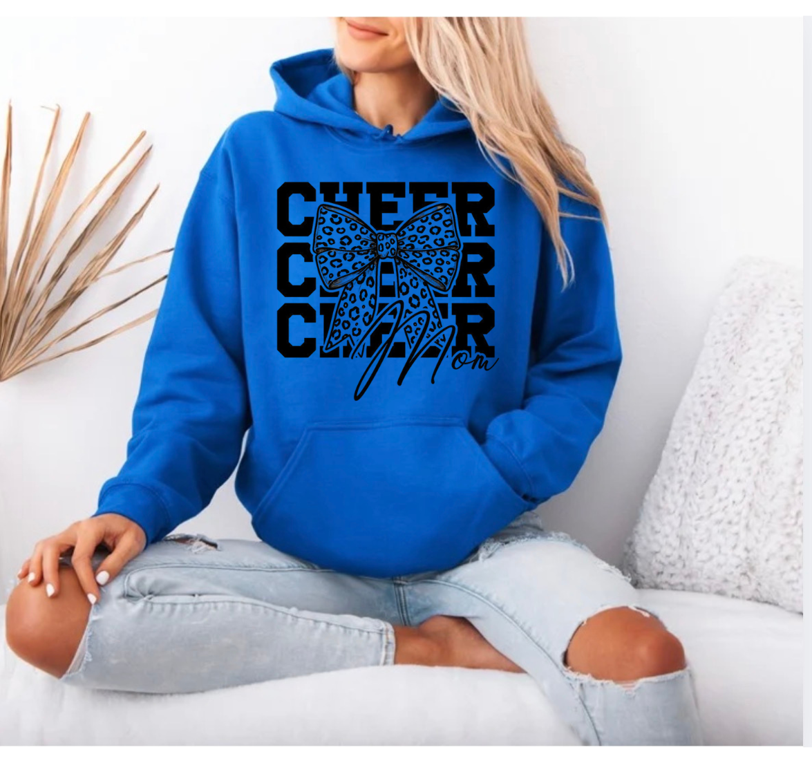 Cheer mom with leopard bow shirt