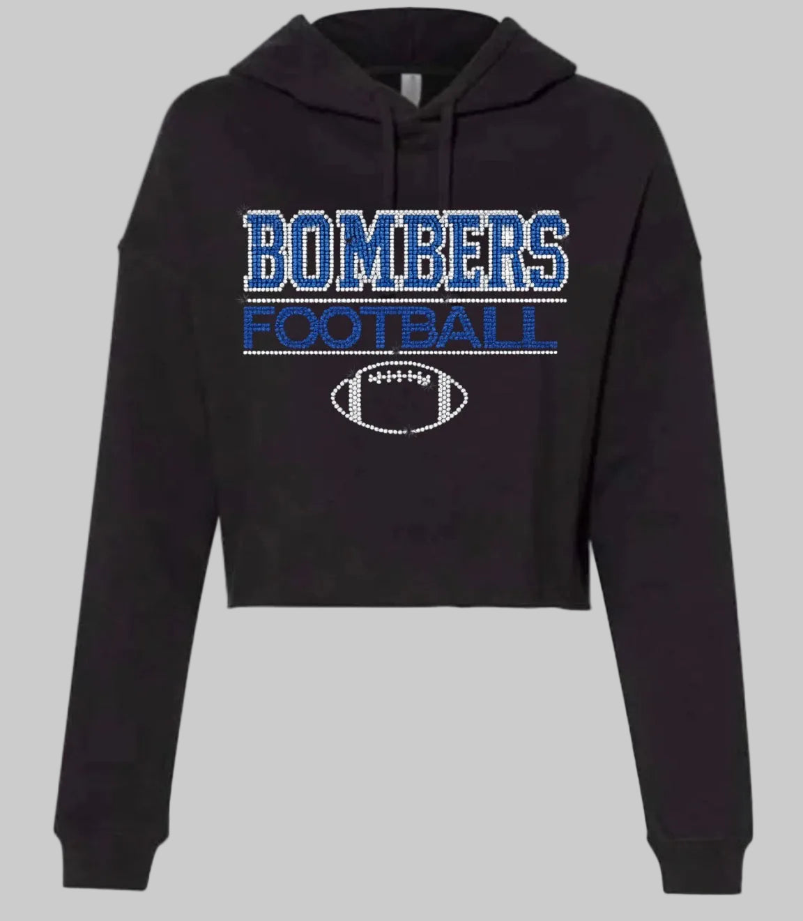 Bombers football bling cropped hoodie - 021 - adult only