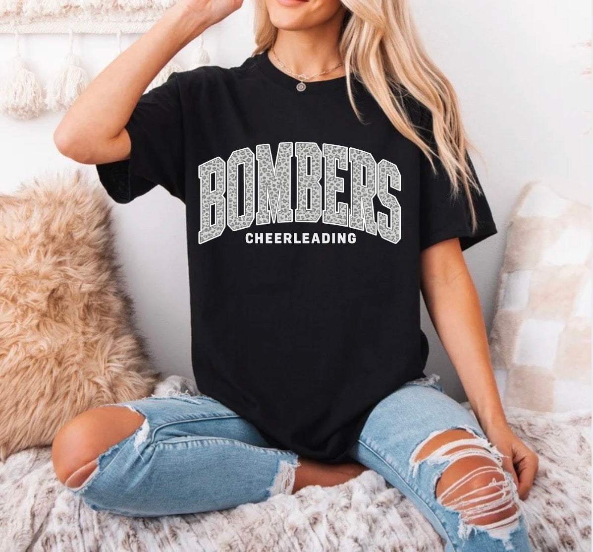 Bombers cheerleading gray cheetah print - tshirts, sweatshirts, hoodies - 023