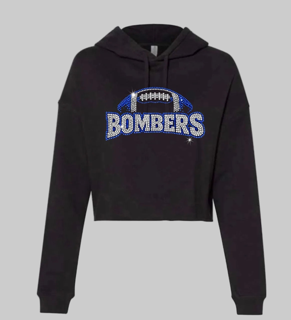 Bombers football bling cropped hoodie - 004 - adult only