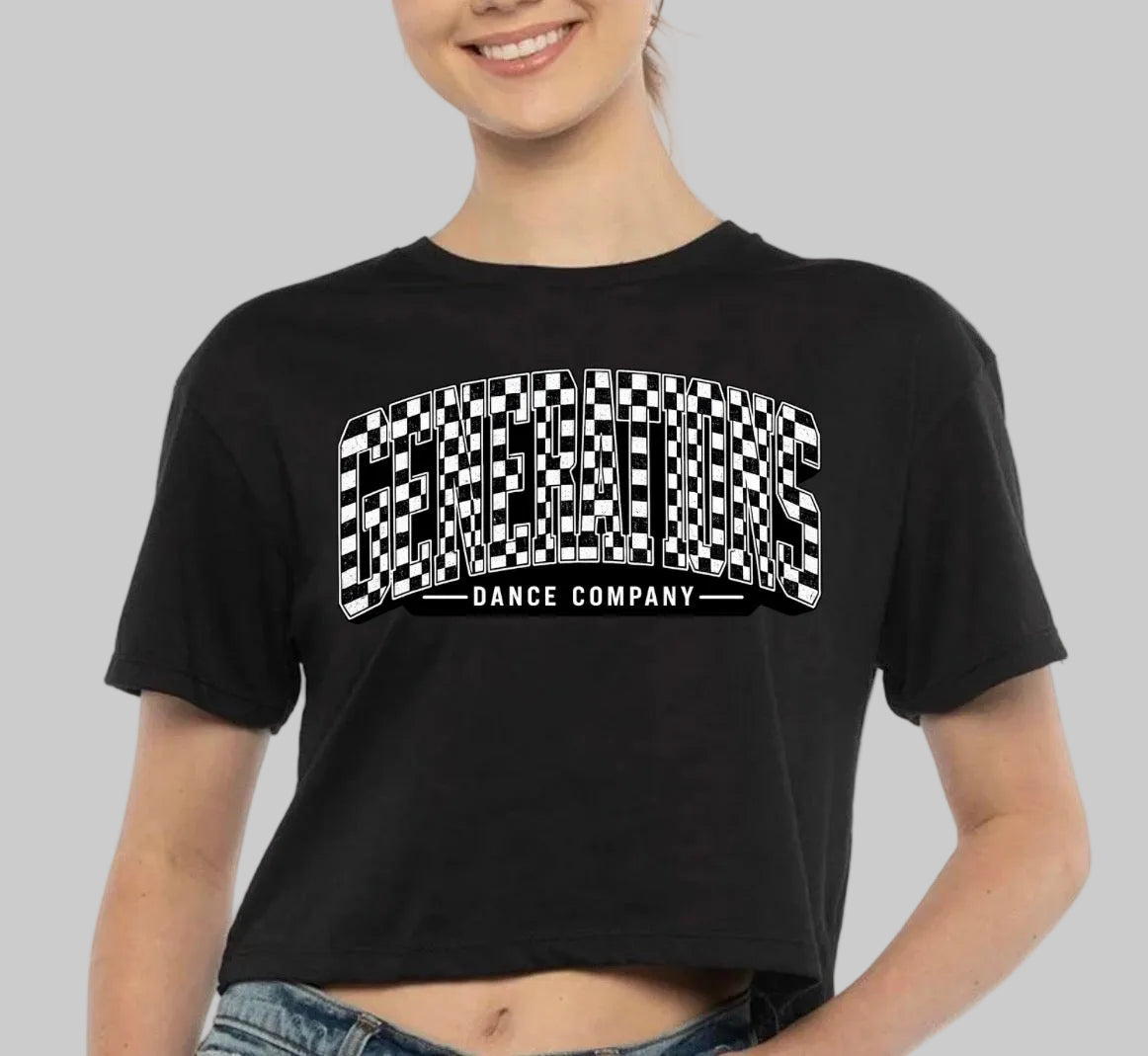 GDC Varsity checkered design cropped tee - 078 - adult and youth