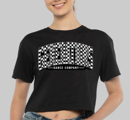 GDC Varsity checkered design cropped tee - 078 - adult and youth