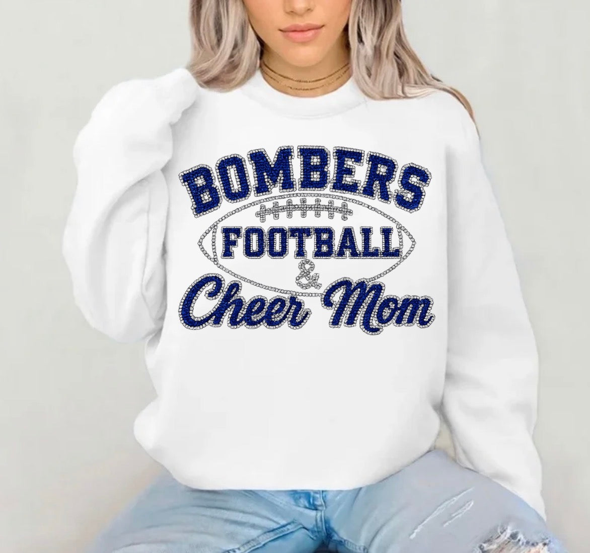 Bombers football and cheer mom bling sweatshirt - 023