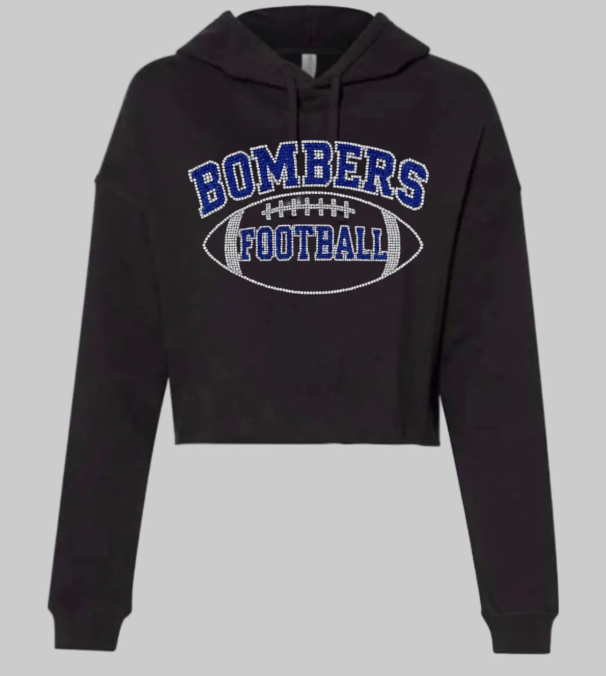 Bombers football bling cropped hoodie - 028 - adult only