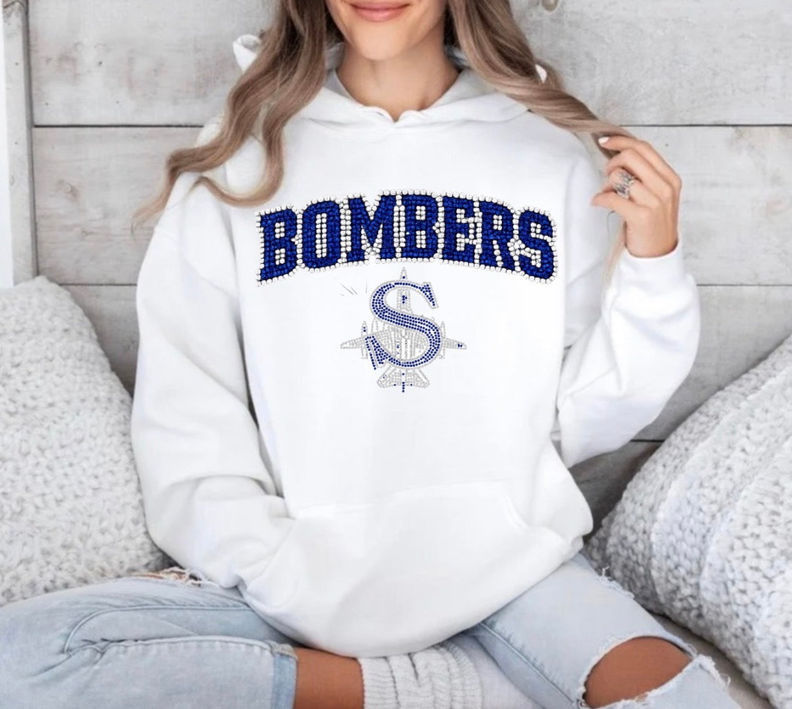 Bombers logo bling hoodie - 031