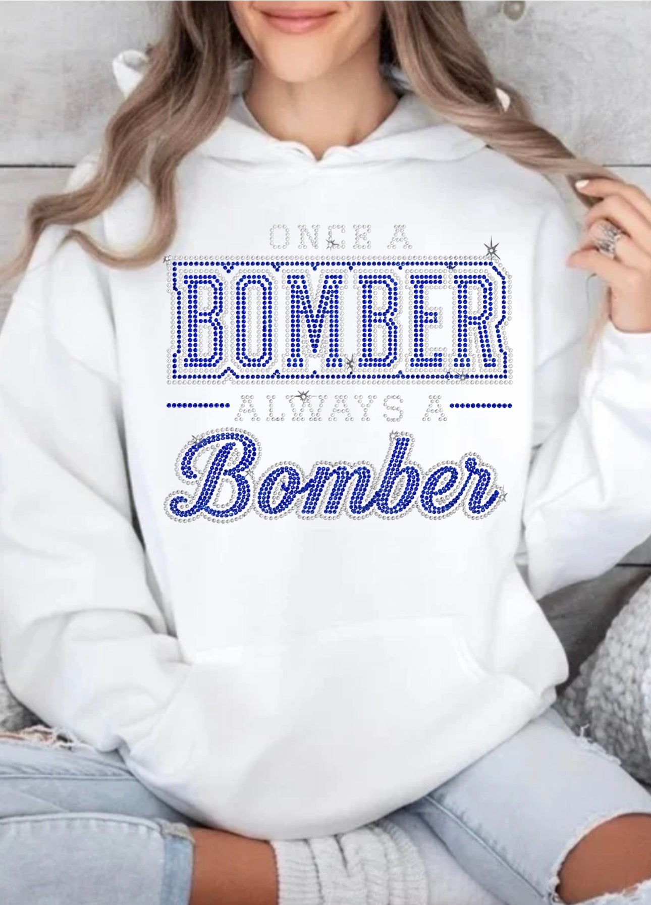 Once a Bomber always a Bomber bling hoodie - 017