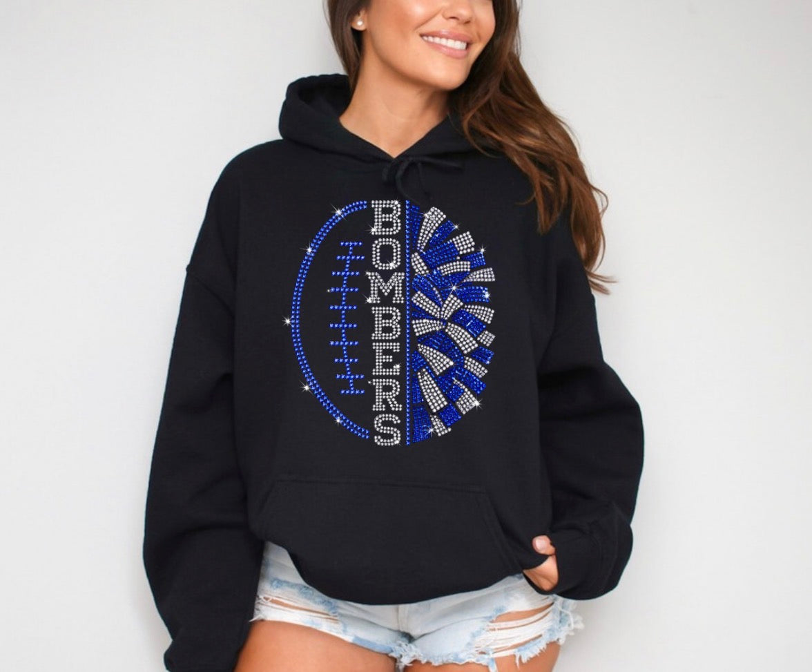 Bombers football and cheer bling hoodie - 011