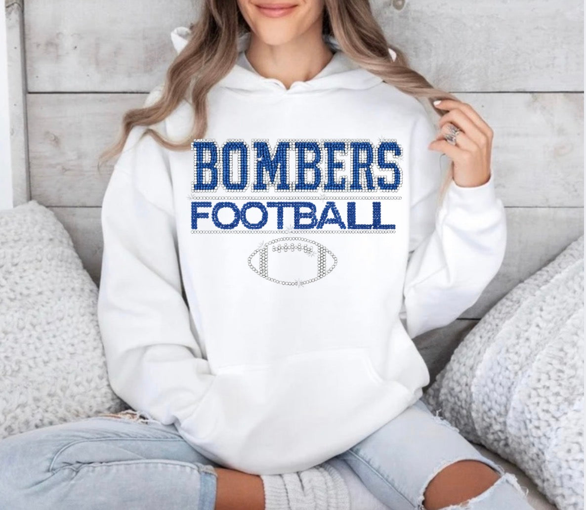 Bombers football bling hoodie - 020