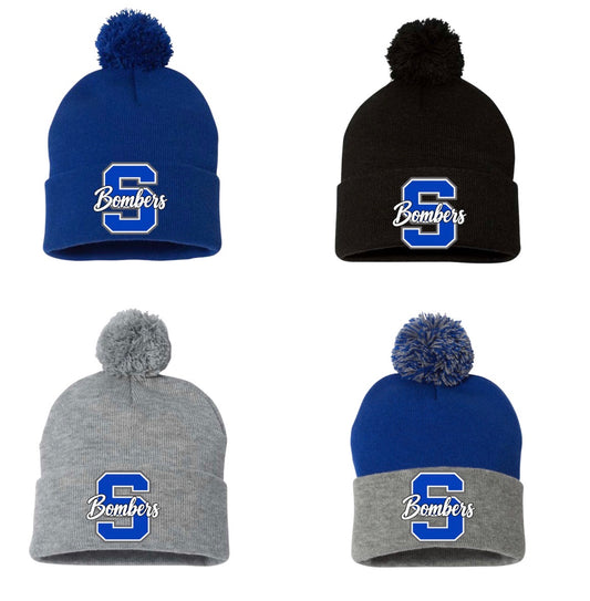 PRE-ORDER - Blue S bombers cuffed beanie with pompom - 058