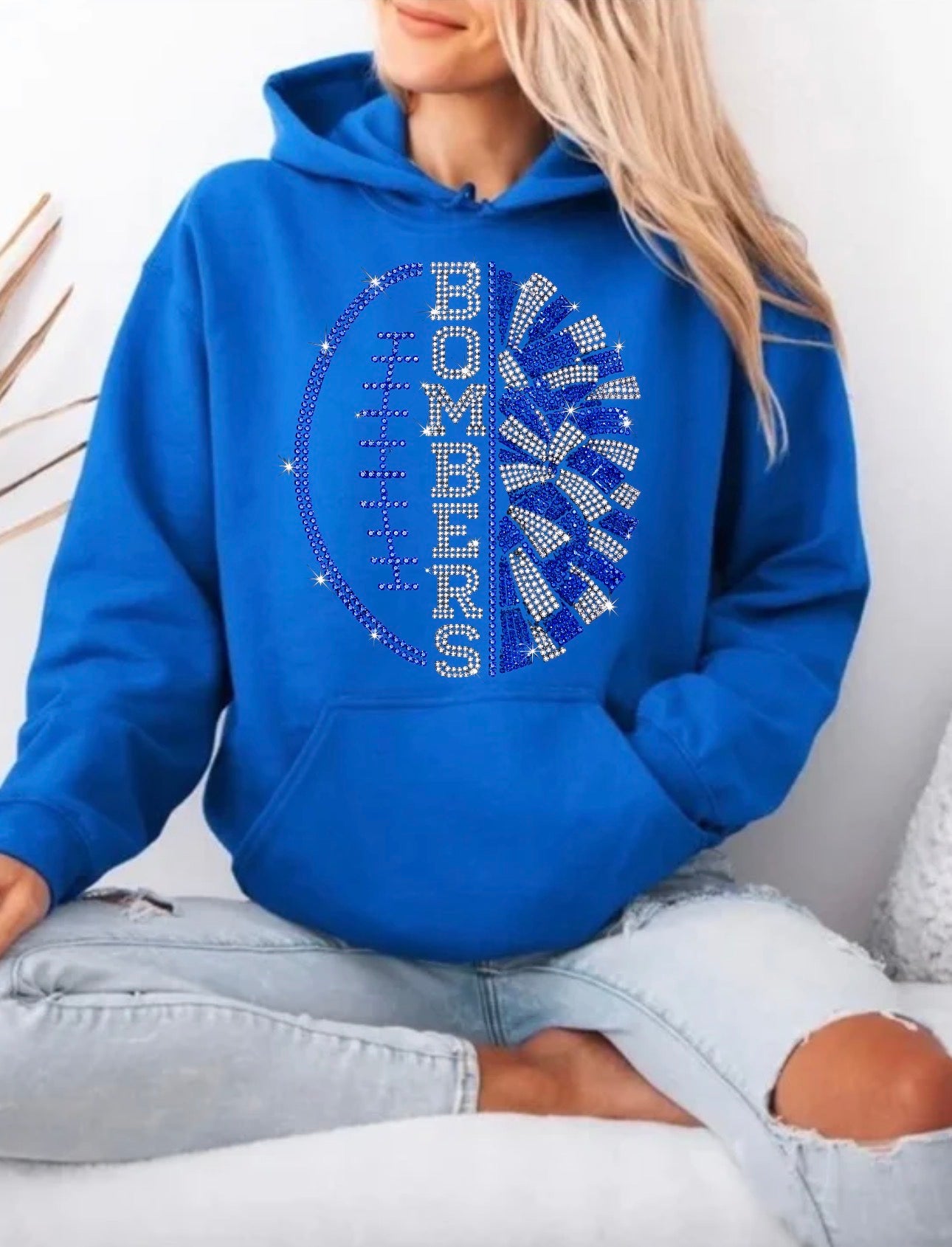 Bombers football and cheer bling hoodie - 011