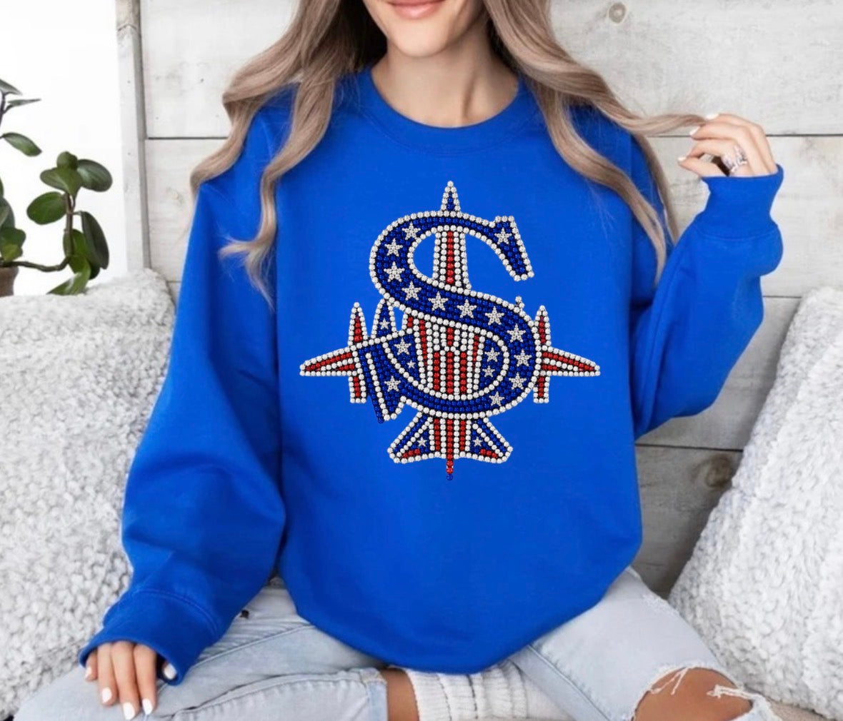Patriotic bling logo sweatshirt - 037