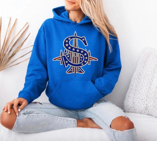 Patriotic bling logo hoodie - 038