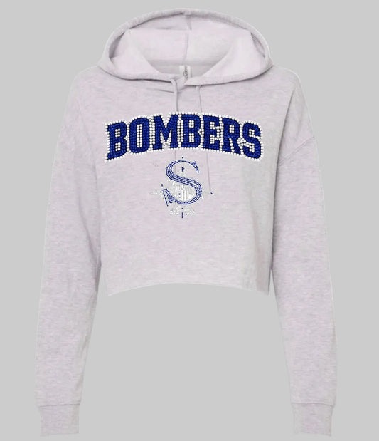 Bombers logo bling cropped hoodie - 032
