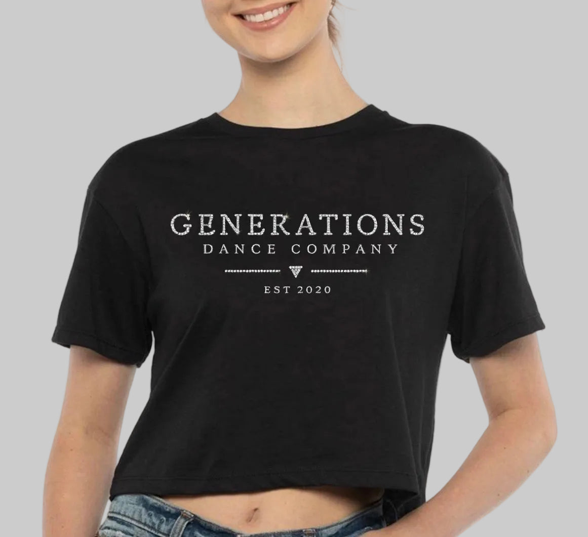 Generations Dance Company bling logo cropped tee - 034 - adult and youth