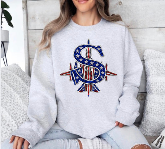 Patriotic bling logo sweatshirt - 037