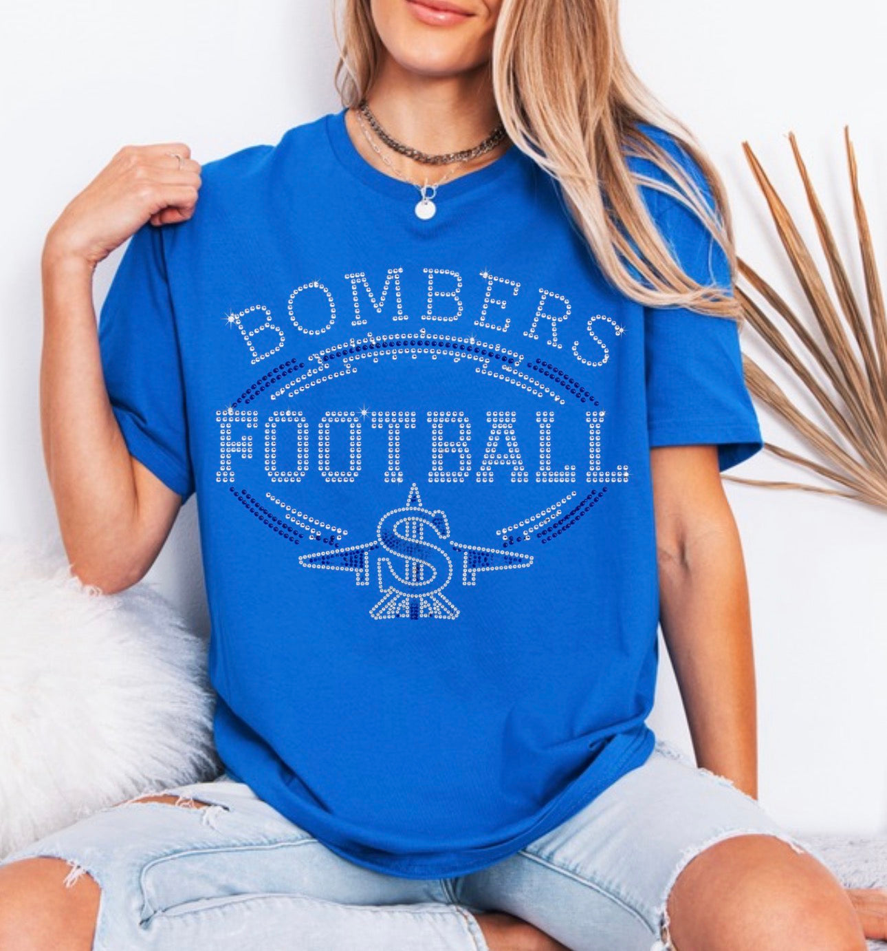 Bombers football logo bling tshirt - 033