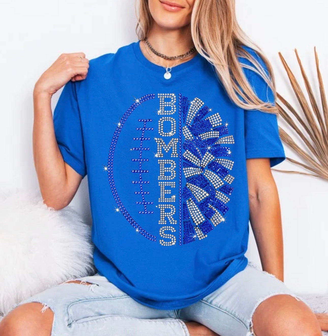 Bombers football and cheer bling tshirt - 009
