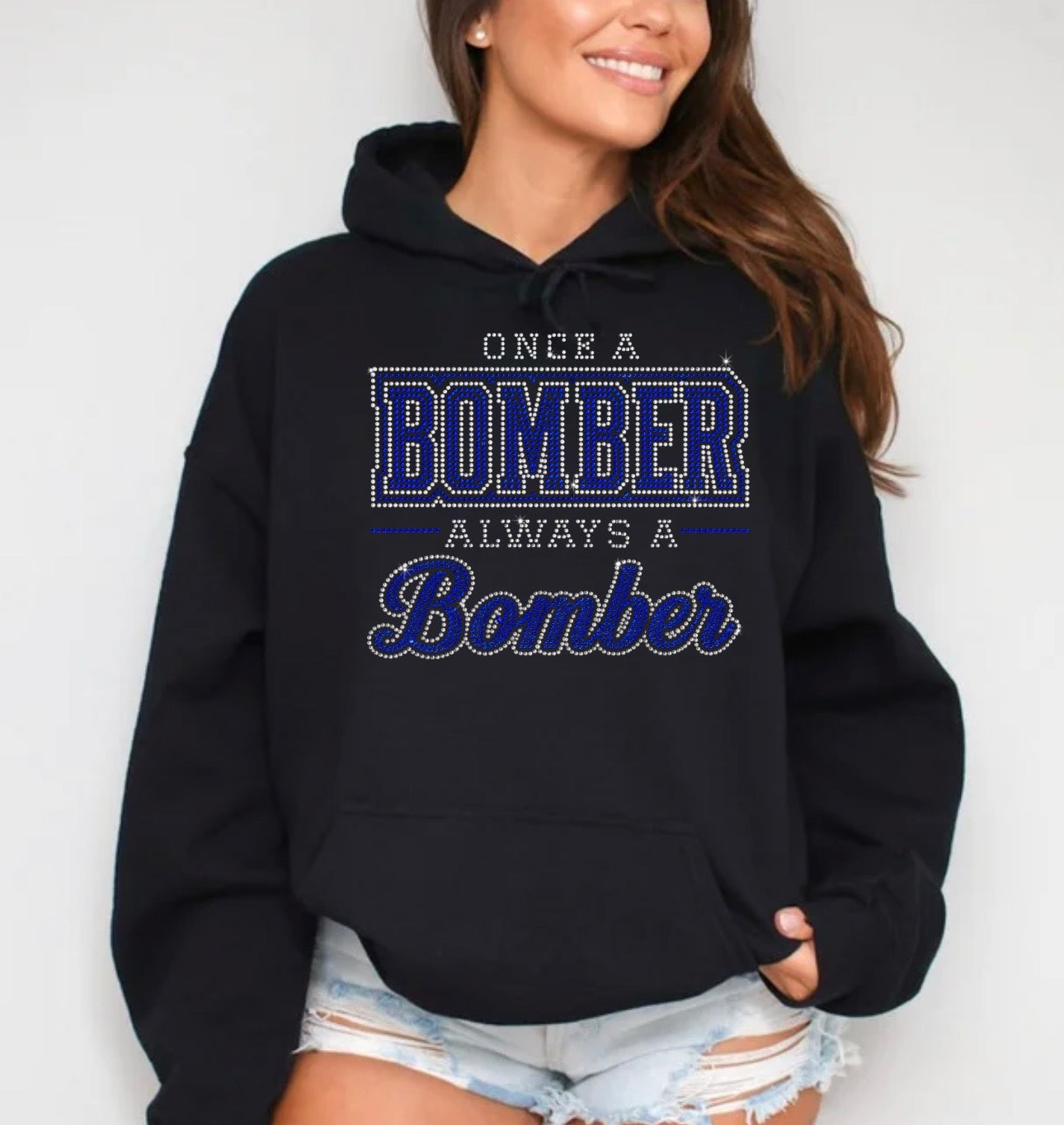 Once a Bomber always a Bomber bling hoodie - 017