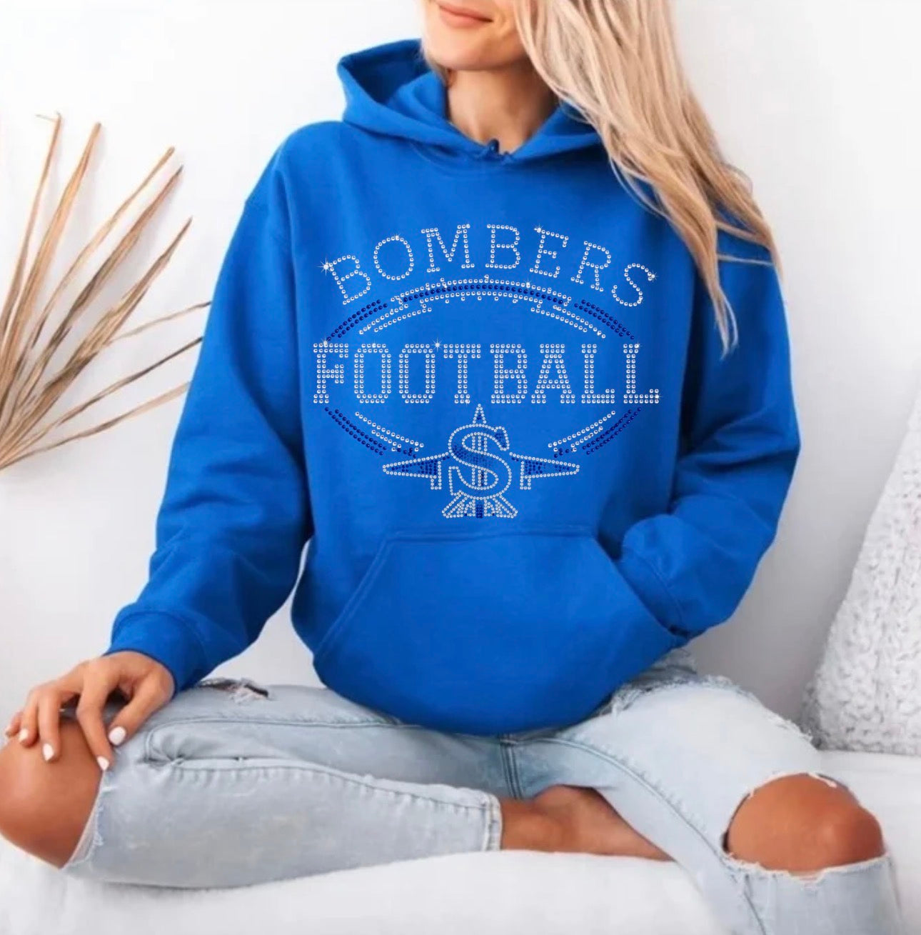 Bombers football logo bling hoodie - 035