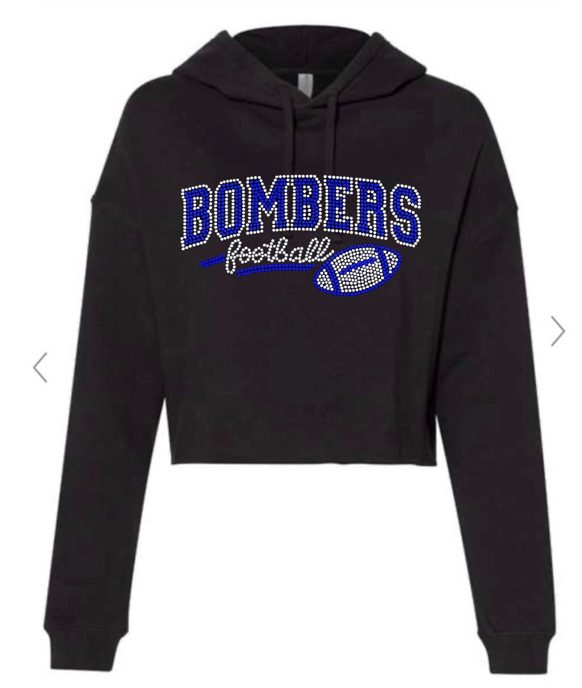 bombers football bling, cropped hoodie - 045