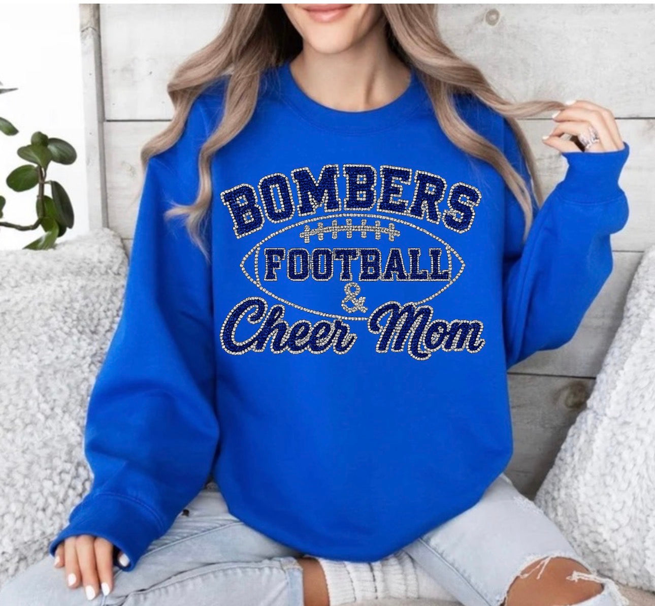 Bombers football and cheer mom bling sweatshirt - 023