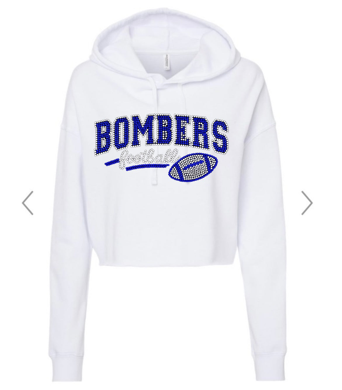 bombers football bling, cropped hoodie - 045