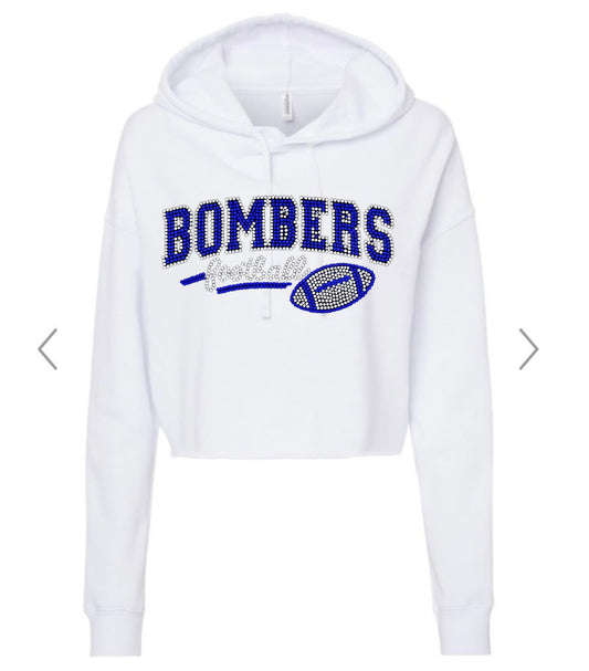 bombers football bling, cropped hoodie - 045