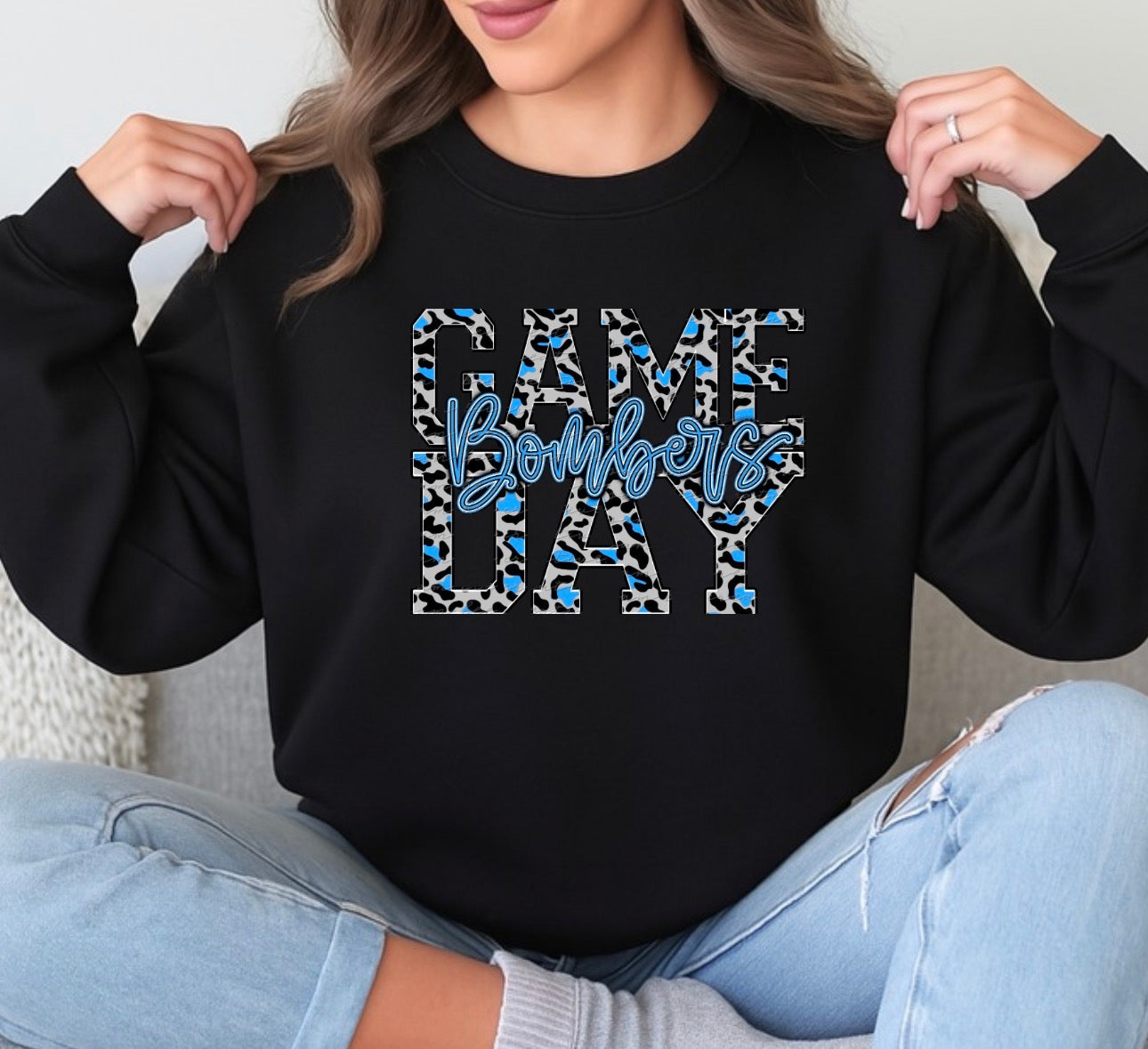 Bombers game day blue leopard print - 005