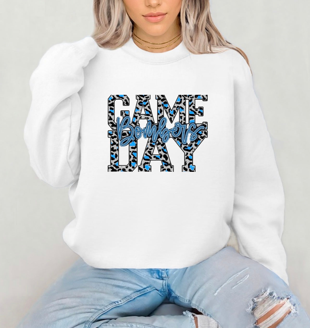 Bombers game day blue leopard print - 005