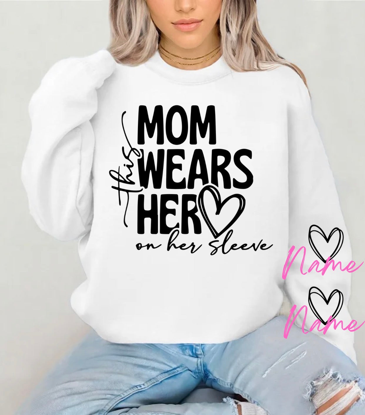 Personalized mama with names on sleeve shirt