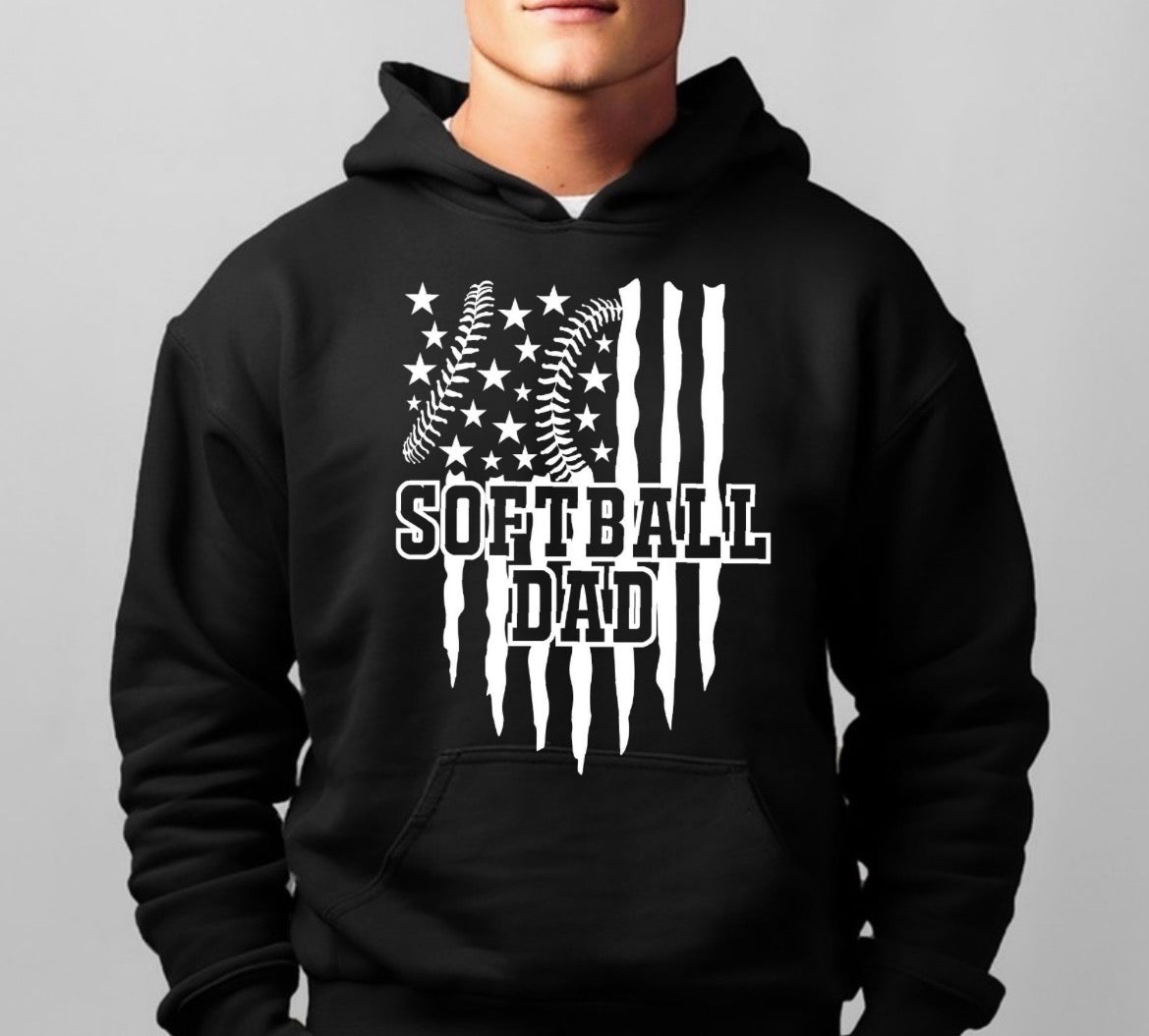 Softball dad, stars and stripes shirt