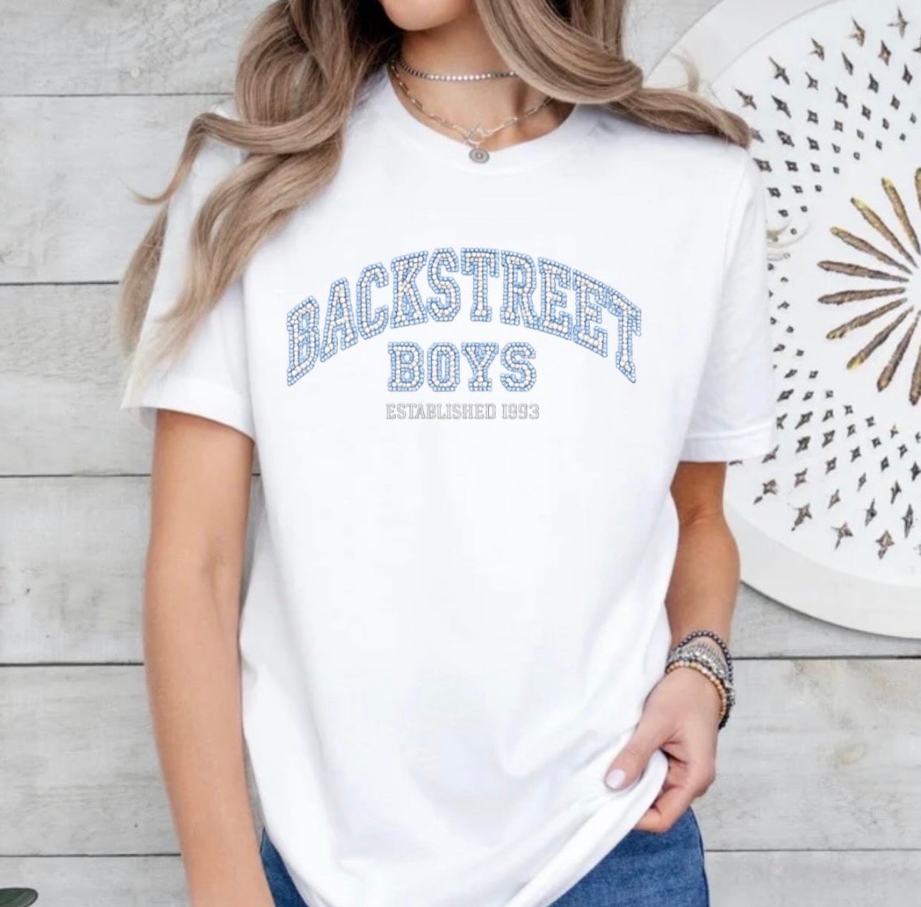 Backstreet Boys inspired rhinestone design shirt