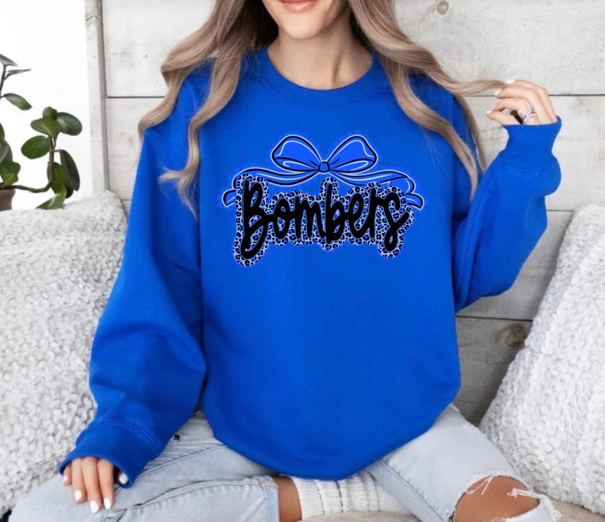 Bombers bow with leopard background - tshirts, sweatshirts, hoodies - 006