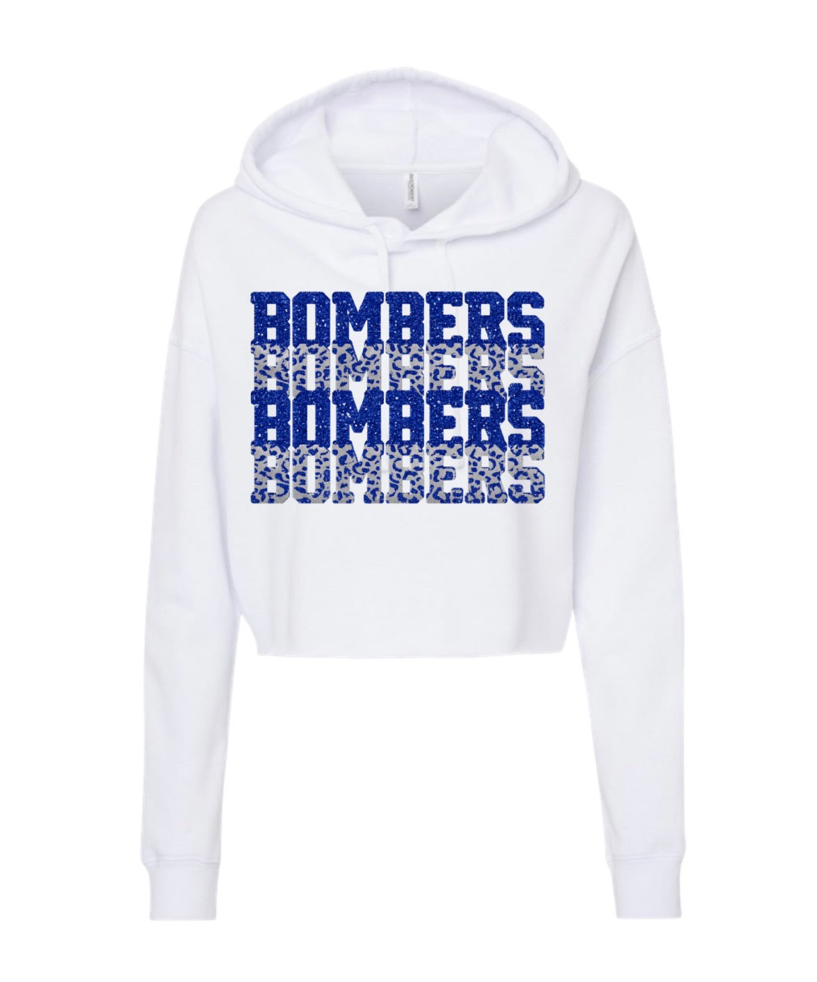 Cropped bombers hoodie, multi with leopard design - 043